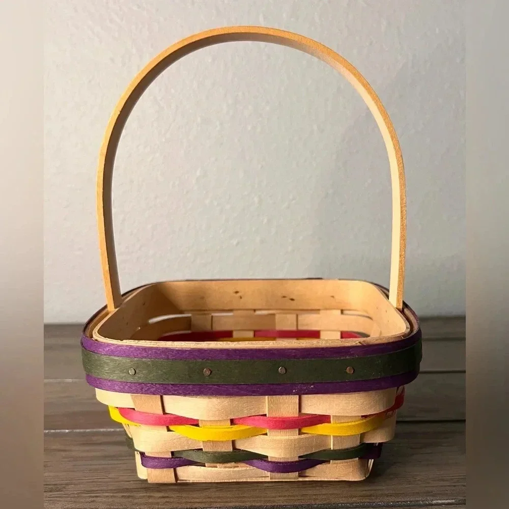Longaberger 1998 Small Stained Easter‎ Basket, Easter Egg Liner, & Protector